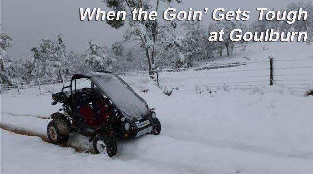 When the Going gets tough - Twister in the snow at Goulburn Off Road Carts.